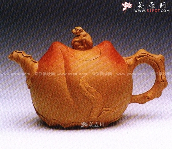 紫砂壶图片：双桃封侯壶 - 美壶网