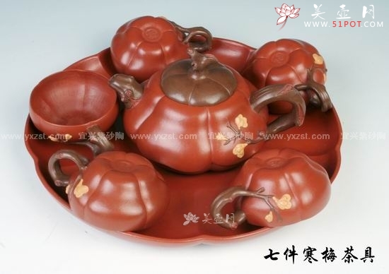 紫砂壶图片：七件寒梅差具 - 美壶网