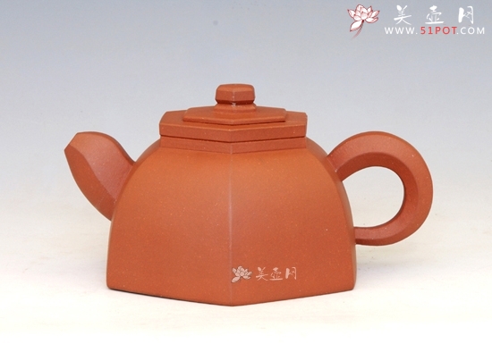 紫砂壶图片：六方抽盖300cc - 美壶网