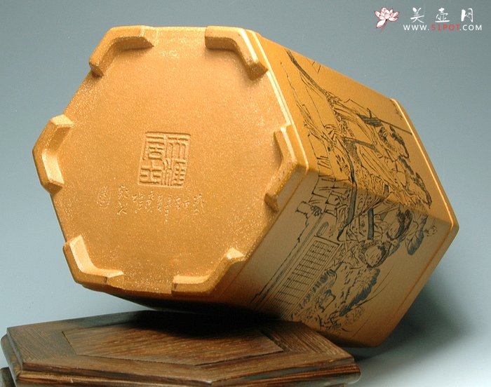 紫砂壶图片：仕女六方笔筒 - 美壶网