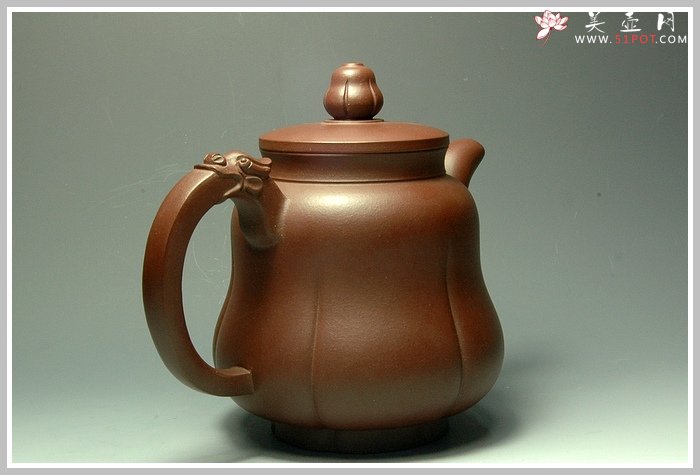 紫砂壶图片：龙莲壶 大气精细 - 美壶网