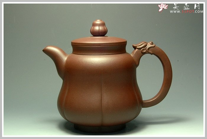 紫砂壶图片：龙莲壶 大气精细 - 美壶网