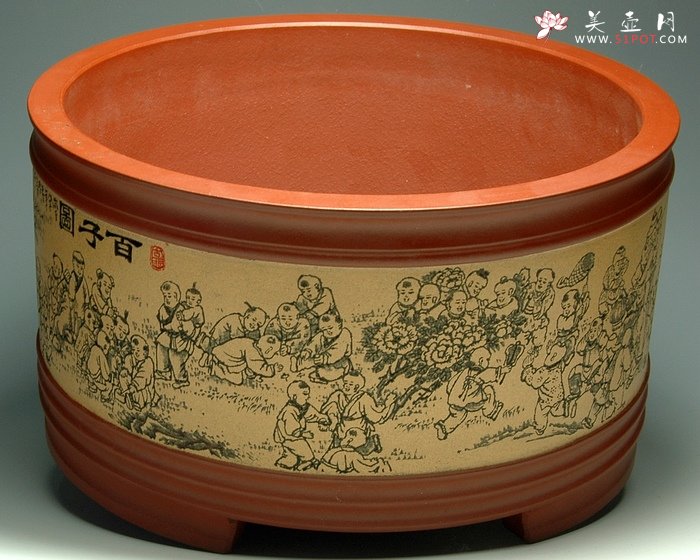 紫砂壶图片：圆百子图 - 美壶网