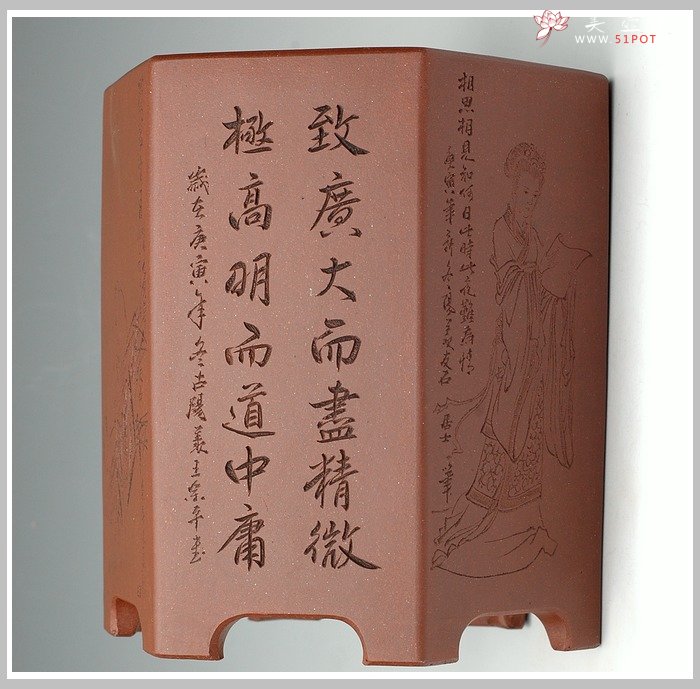 紫砂壶图片：六方笔筒2 - 美壶网