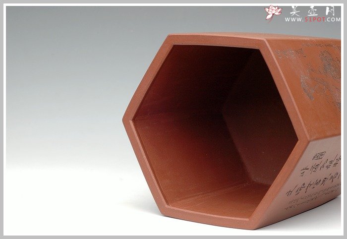 紫砂壶图片：六方笔筒1 - 美壶网