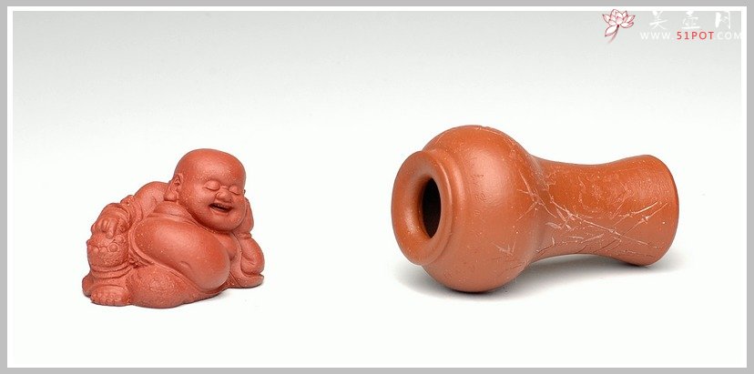 紫砂壶图片：全手清竹一对小花瓶 - 美壶网