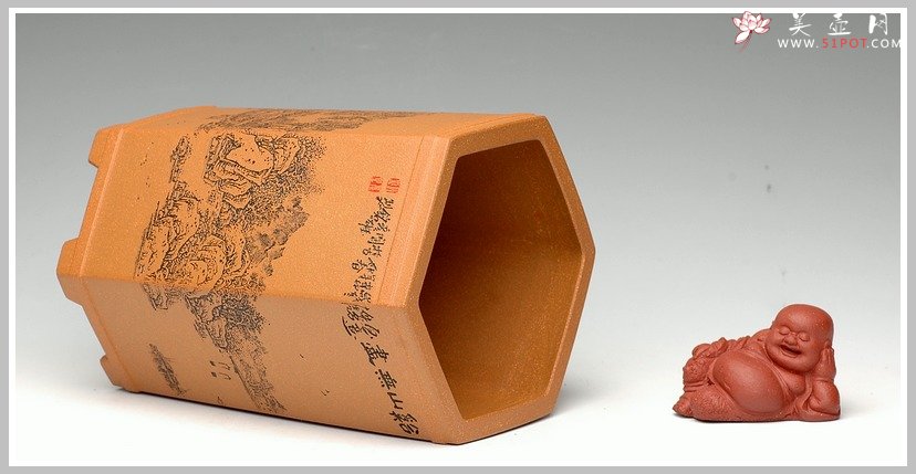 紫砂壶图片：通转山水之兰花盆 - 美壶网