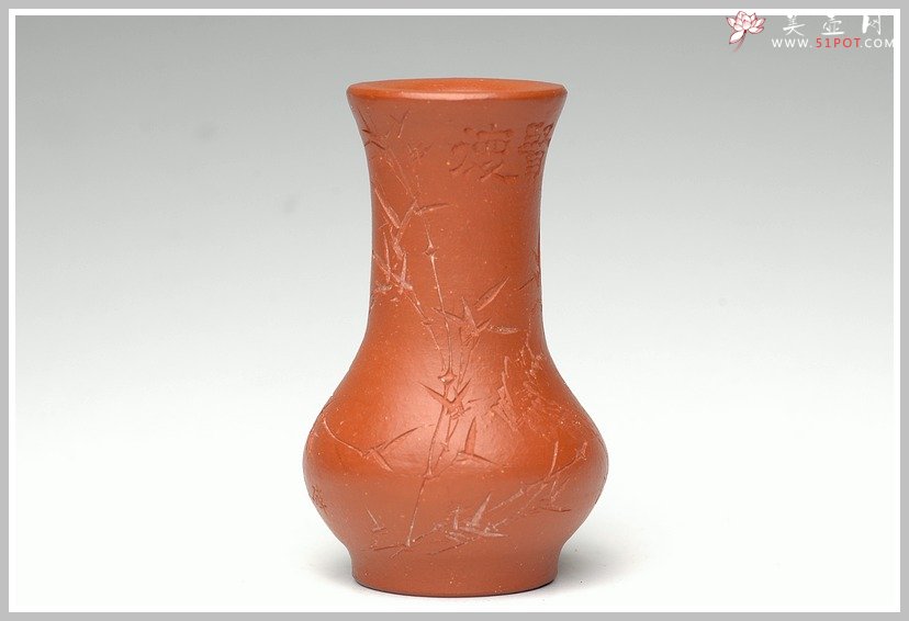 紫砂壶图片：全手清竹一对小花瓶 - 美壶网