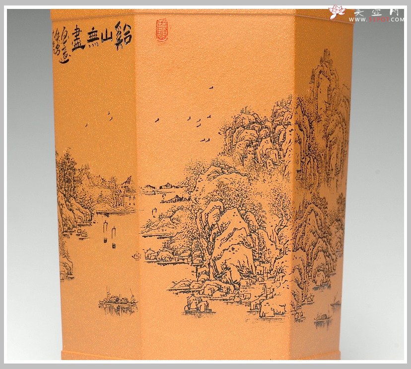 紫砂壶图片：通转山水之兰花盆 - 美壶网