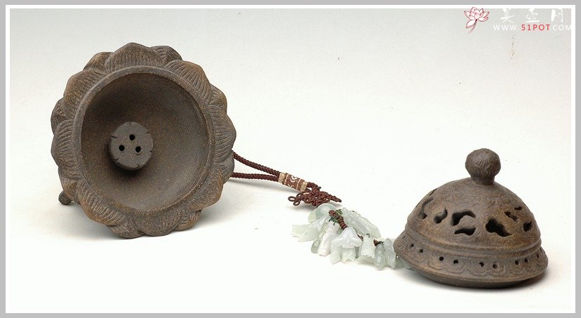 紫砂壶图片：象腿莲花座香炉 - 美壶网