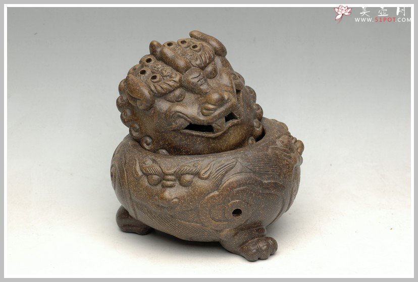 紫砂壶图片：雄狮香炉 - 美壶网