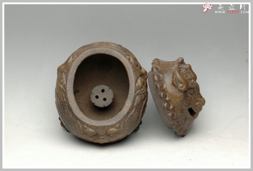 紫砂壶图片：雄狮香炉 - 美壶网