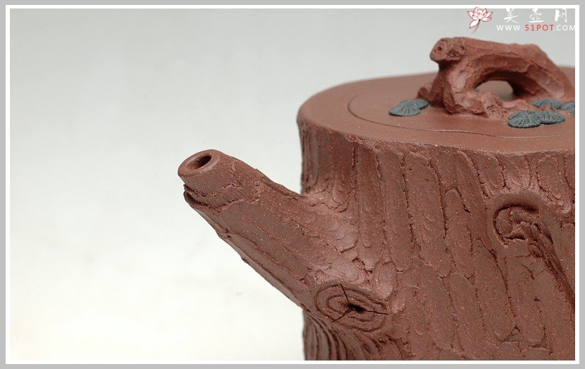 紫砂壶图片：全手花货精品之松竹常青 - 美壶网