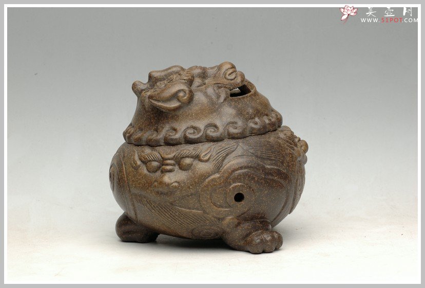 紫砂壶图片：雄狮香炉 - 美壶网