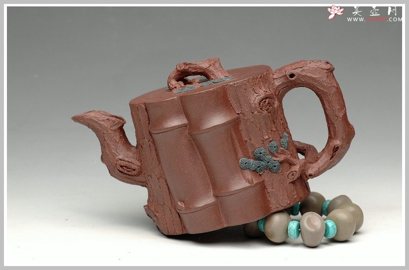 紫砂壶图片：全手花货精品之松竹常青2 - 美壶网