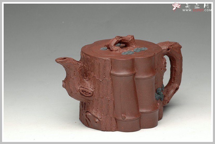 紫砂壶图片：全手花货精品之松竹常青2 - 美壶网