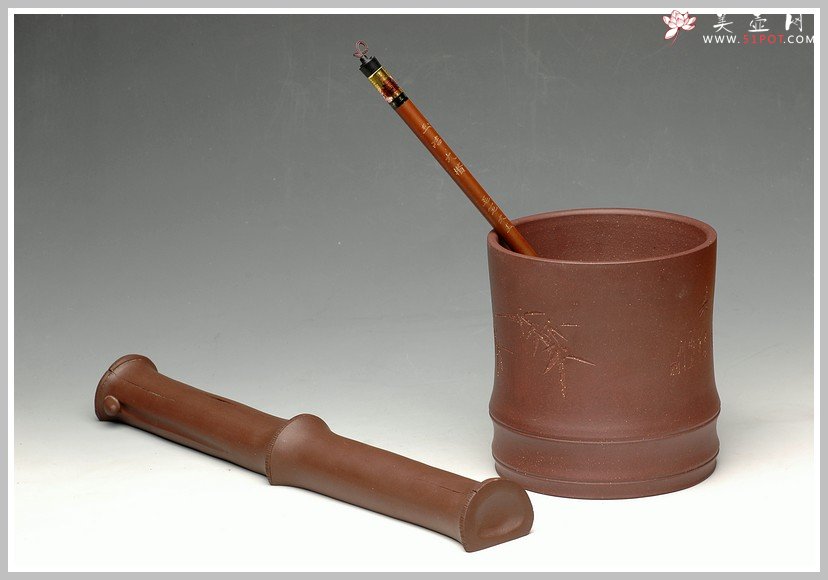 紫砂壶图片：竹梢微动觉风来  竹节笔筒 - 美壶网