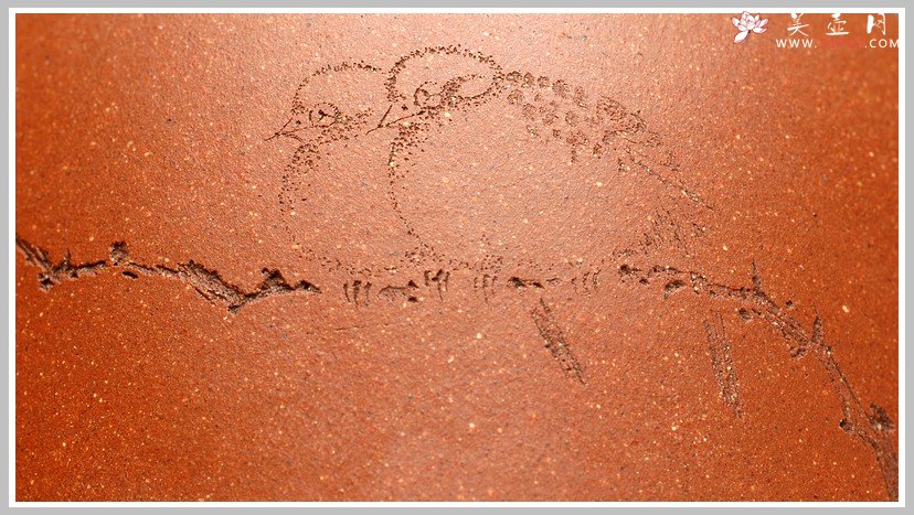 紫砂壶图片：清雅刻鸟茶叶罐 精致 可人 - 美壶网