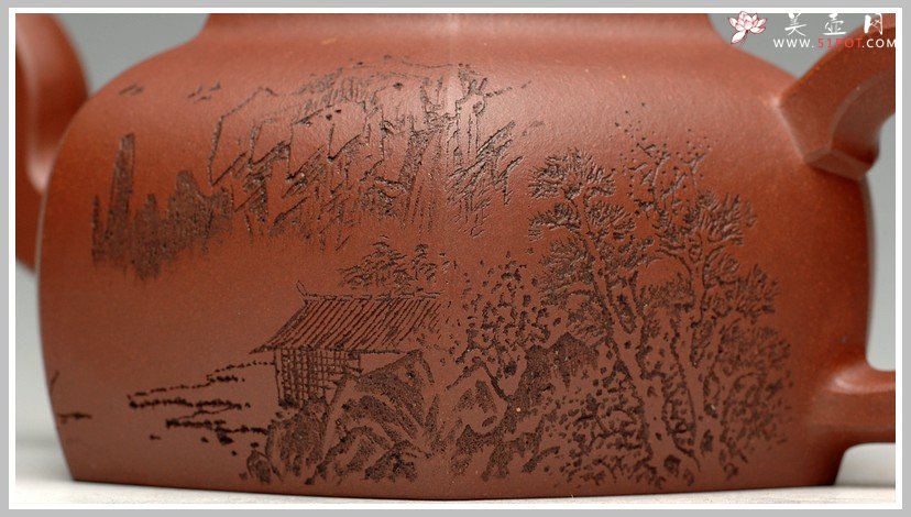 紫砂壶图片：李彦雄老师刻绘 全手精品逸公六方 - 美壶网