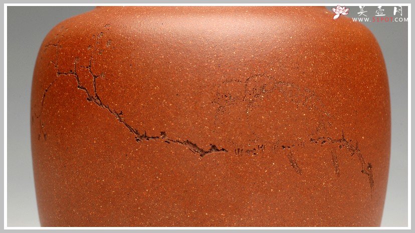 紫砂壶图片：清雅刻鸟茶叶罐 精致 可人 - 美壶网