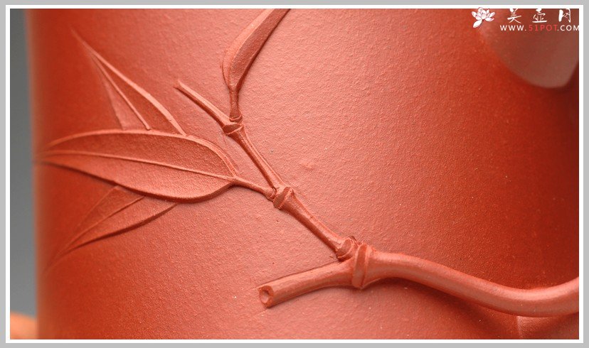 紫砂壶图片：圆竹杯 竹叶贴的自然 - 美壶网