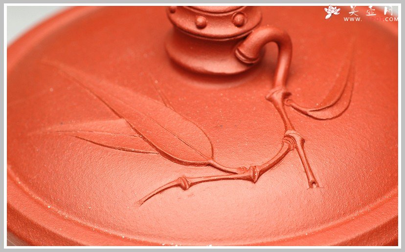 紫砂壶图片：圆竹杯 竹叶贴的自然 - 美壶网