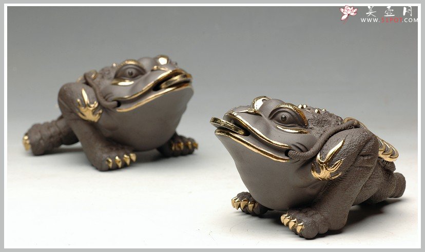 紫砂壶图片：描金 小金蟾 精致可人 - 美壶网