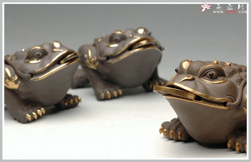 紫砂壶图片：描金 小金蟾 精致可人 - 美壶网