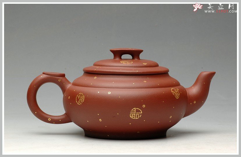 紫砂壶图片：24k真金  福寿双全之上新桥  送礼佳品 - 美壶网