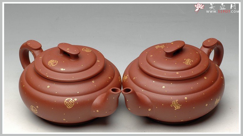 紫砂壶图片：24k真金  福寿双全之上新桥  送礼佳品 - 美壶网