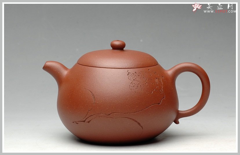 紫砂壶图片：清新雅致 墨陶装饰   全手西施 实力尹君峰经典作品 - 美壶网