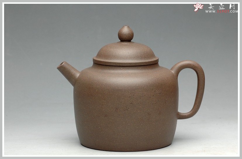 紫砂壶图片：轻巧实用 炮管杀茶 墨陶装饰鸳鸯  全手高德中 - 美壶网
