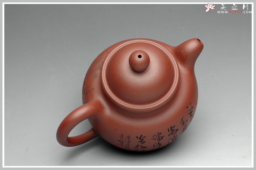 紫砂壶图片：优质地槽青 树影婆娑 山下斗诗 掇球 仅此一个 - 美壶网