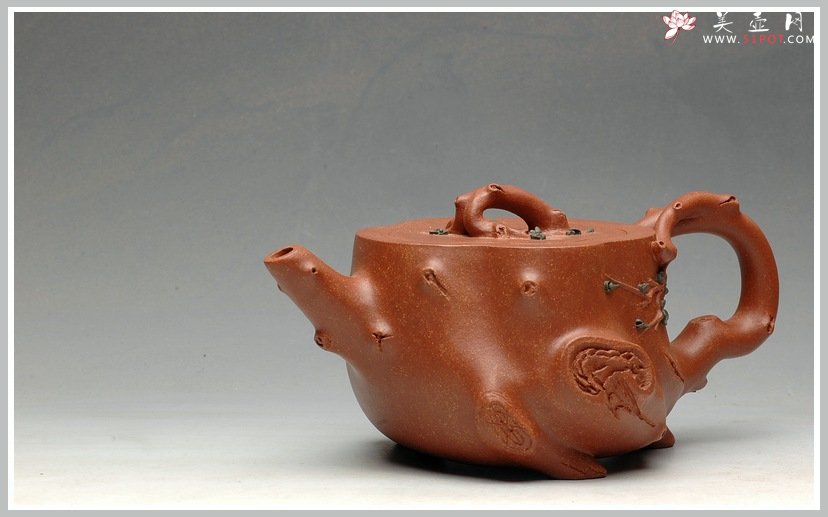 紫砂壶图片：降坡泥 全手喜上眉梢 舞动神韵 - 美壶网