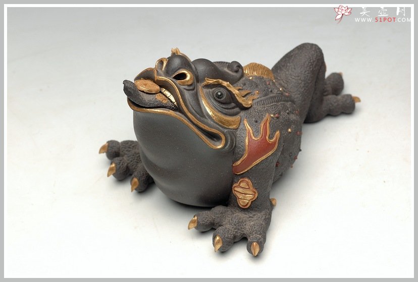 紫砂壶图片：金蟾之王 24纯金 霸气 精品雕塑 做工精细 - 美壶网