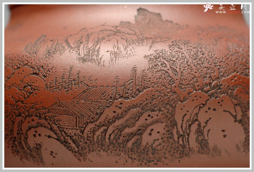 紫砂壶图片：强强联合 李彦雄老师通转山水 曲峰辛卯年力作全手旭茂提梁 - 美壶网