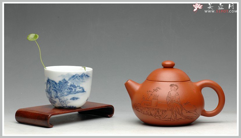 紫砂壶图片：有美共赏 琴韵书声 全手拙.意文旦 张听钢老师精品仕女 - 美壶网