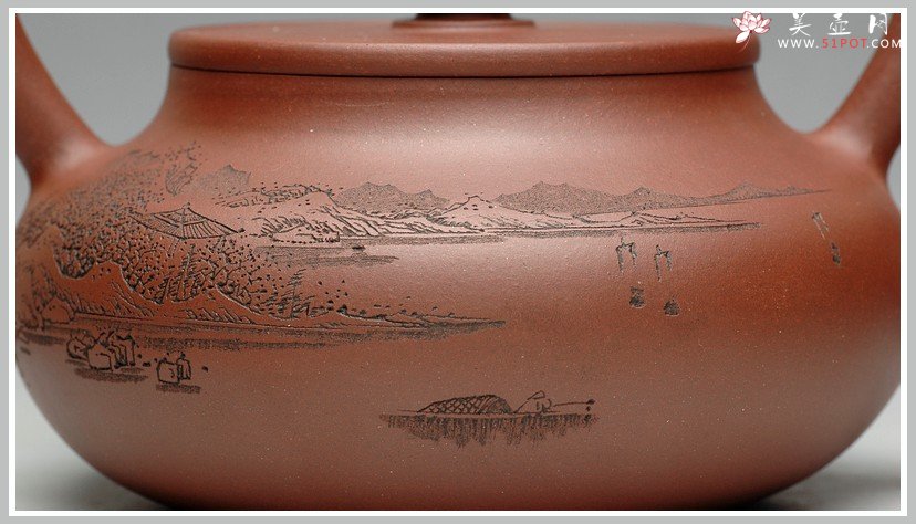 紫砂壶图片：强强联合 李彦雄老师通转山水 曲峰辛卯年力作全手旭茂提梁 - 美壶网