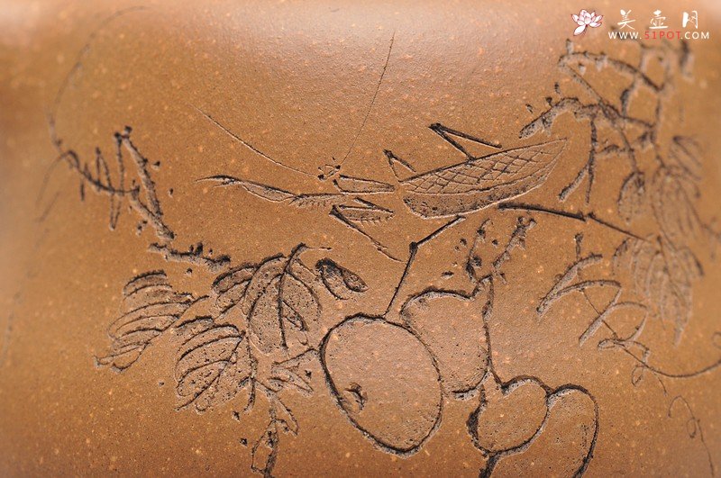 紫砂壶图片：福禄 高葫芦 田园情趣 国助工 - 美壶网