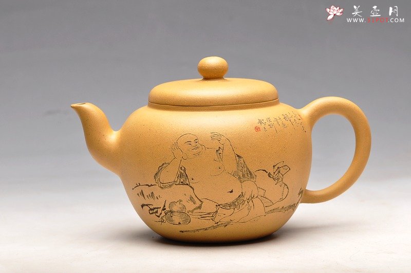 紫砂壶图片：线条流畅 灵动大品 福缘 布袋佛 - 美壶网