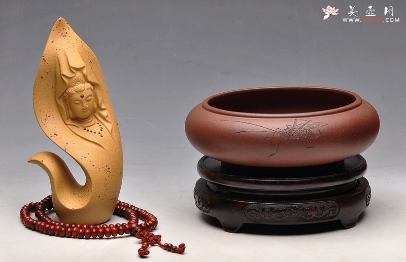 紫砂壶图片：蟋蟀 生动形象 文玩杂项 手工精品笔洗1 优质紫泥 - 美壶网