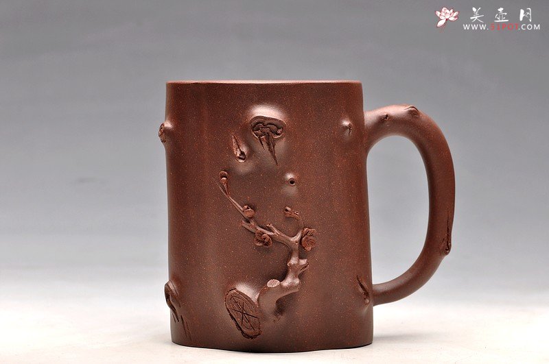 紫砂壶图片：一对高矮胖瘦绝配：） 清水泥和地槽青 全手梅花单杯  - 美壶网