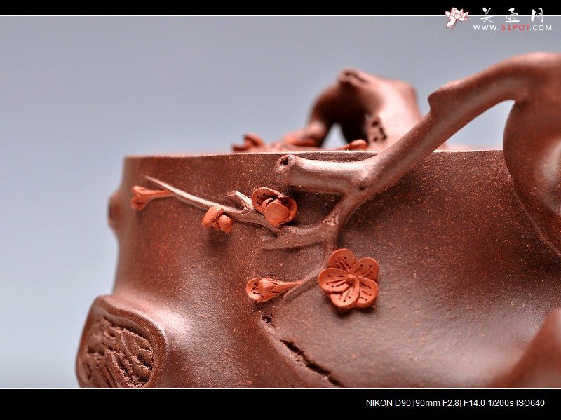 紫砂壶图片：实用精品小花货 立体梅花惊艳 全手小喜上眉梢  - 美壶网