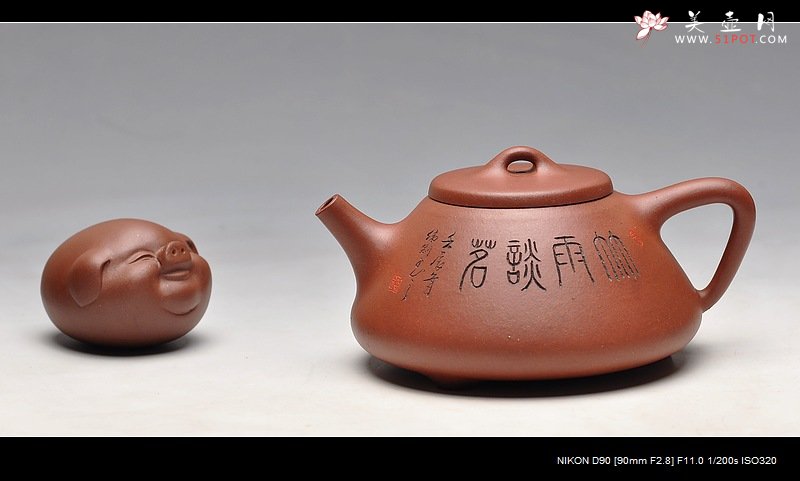 紫砂壶图片：钱伟刚装饰 全手刻竹子冶石瓢 实用佳品 竹雨谈茗 - 美壶网