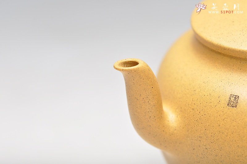 紫砂壶图片：线条流畅 挺拔优雅 全手迎春 墨陶装饰王翔鸟 - 美壶网