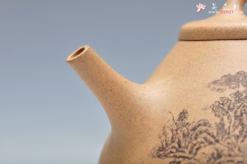 紫砂壶图片： 精神刚挺 全手子冶石瓢 无限诗情烟雨中 - 美壶网