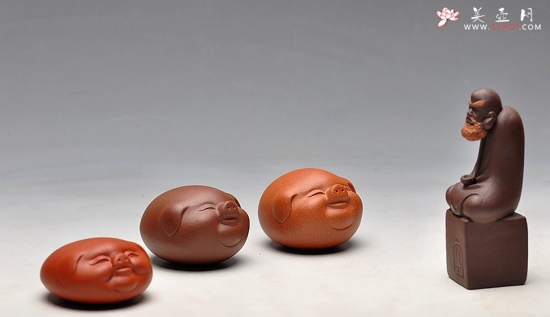 紫砂壶图片：扁福猪集锦~~ 漂亮可爱 憨 - 美壶网