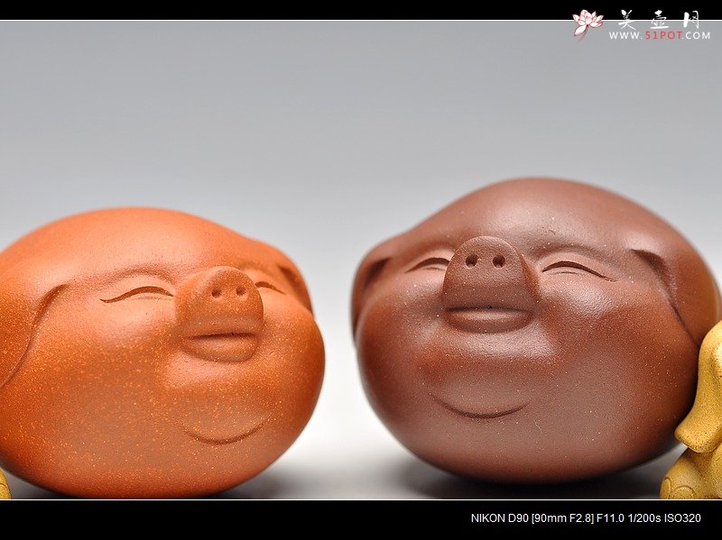 紫砂壶图片：扁福猪集锦~~ 漂亮可爱 憨 - 美壶网