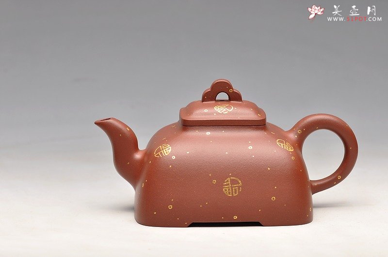 紫砂壶图片：相得益彰 实力之作 描金 满福 全手孤菱 送礼自藏 - 美壶网