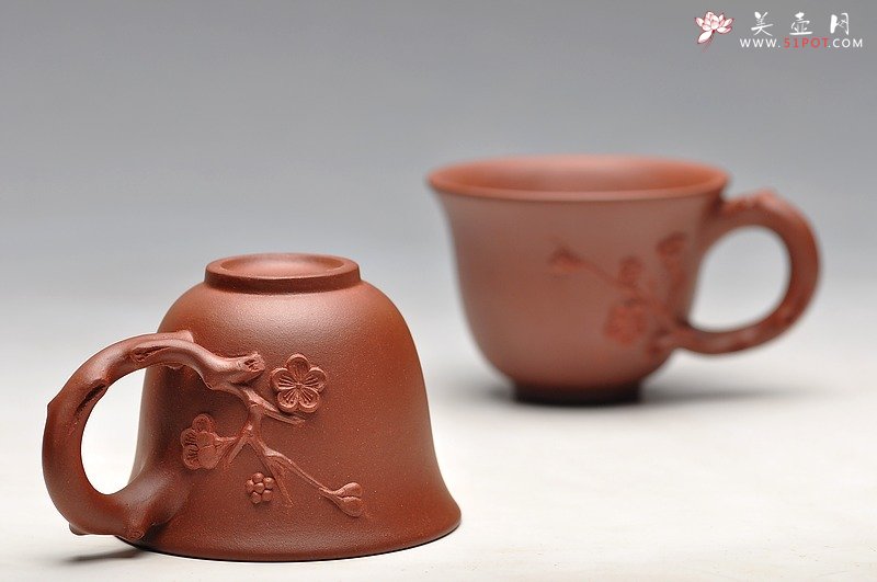 紫砂壶图片：清雅淡香 红皮龙 全手咏梅套组  - 美壶网